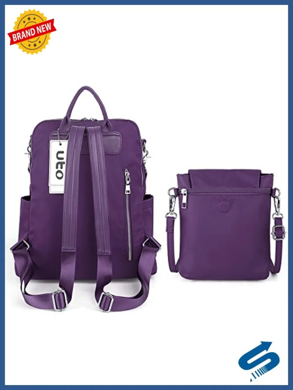 Nylon Oxford Waterproof Laptop Backpack Women Rucksack Detachable Crossbody